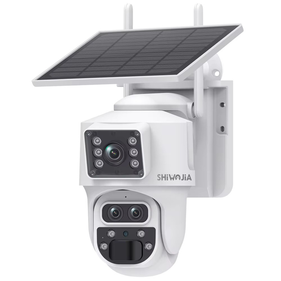 SHIWOJIA 6K 12MP Solarkamera mit 15X Zoom, 4G SIM und WIFI, Drei-Linsen-Aufnahme, Dual-Bildschirm, Menschliche Auto-Verfolgung und Farbnachtsicht, Weiß - Bild 7