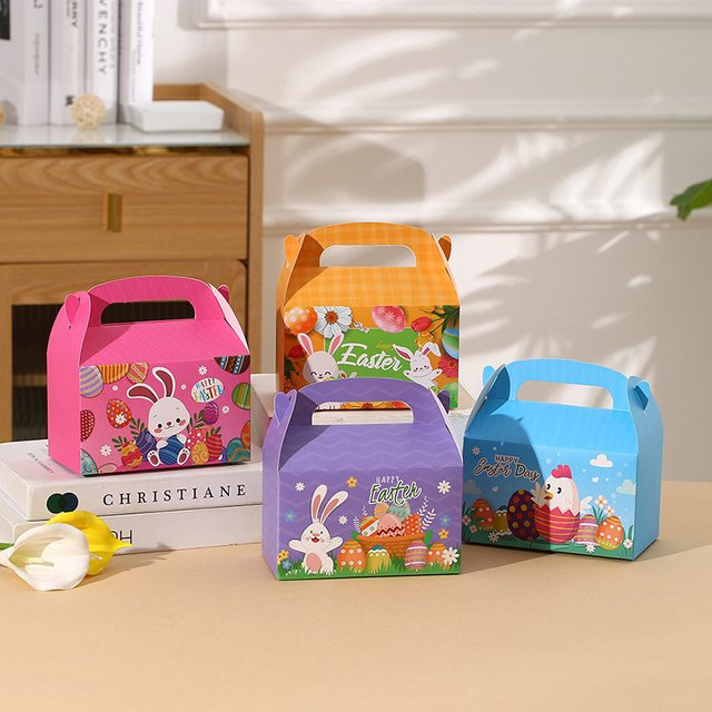 Ostern Kaninchen Süßigkeiten Boxen Hase Eier Geschenk Boxen für Kinder und Frühlingspartys aus Papier in 4 oder 8 Stück - Bild 1