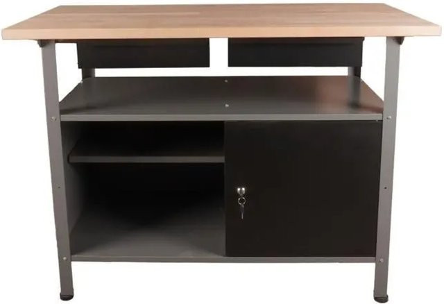 Ondis24 Werkbank Fritz mit Buchenholzarbeitsplatte in Schwarz und Braun, B/T/H: 120 x 60 x 85 cm - Bild 1