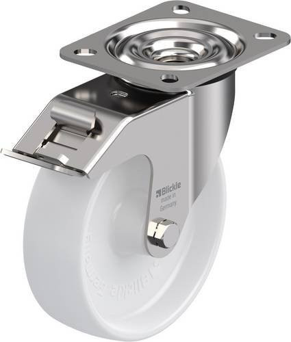 Blickle LEX-PO 125G-FI Lenkrolle mit Feststeller aus Edelstahl in Weiß, Rad-Durchmesser: 125 mm, Tragfähigkeit: 150 kg - Bild 1