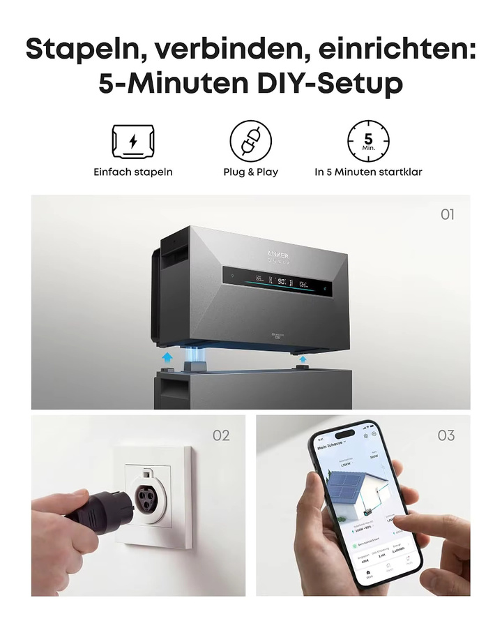 Anker SOLIX Solarbank Max AC Balkonkraftwerk mit Speicher 7kWh 3500W in Grau - Bild 3
