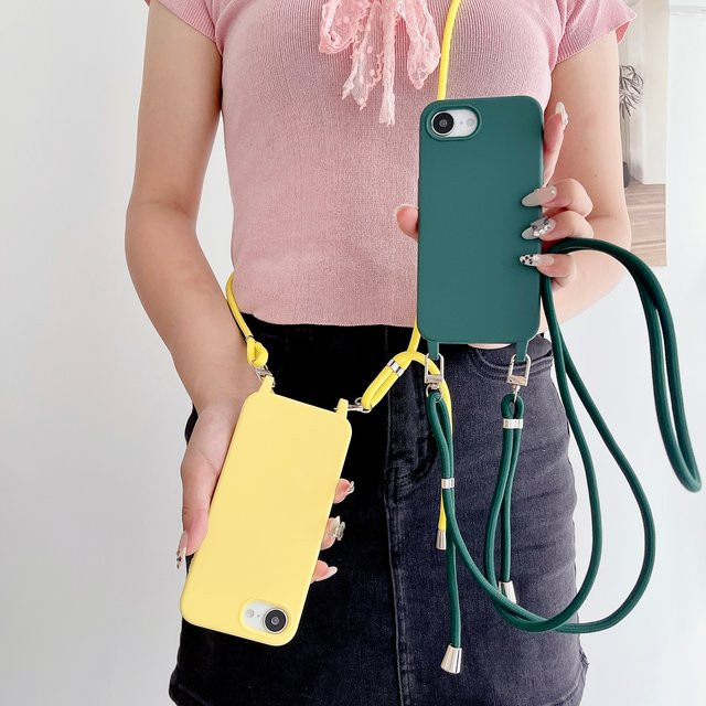Apple Crossbody-Lanyard-Schutzhülle aus flüssigem Silikon für iPhone 17E 17 16 15 14 Pro Max, mattiert und stoßfest, Farbe: Blau - Bild 1