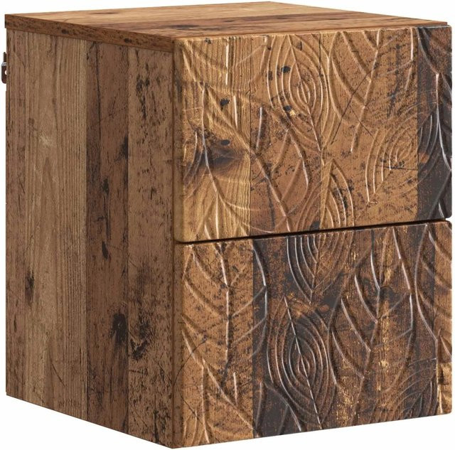vidaXL Wandmontierter Nachttisch aus Altholz in Braun B: 34,5 cm, T: 33 cm, H: 40 cm - Bild 1