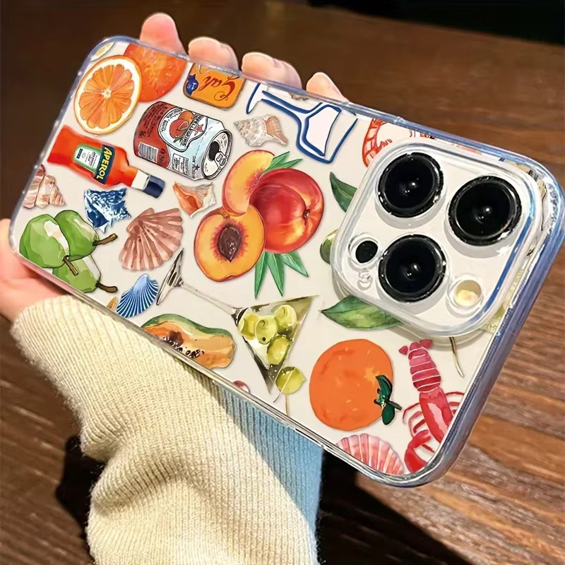 Transparente iPhone Schutzhülle mit Sommer Obst und Getränke Design für Apple iPhone 11 bis 17 Pro Max Mini und SE - Bild 3