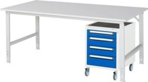 Rau Arbeitstisch Tom KM10 höhenverstellbar in Grau und Weiß, B/T/H: 200 x 100 x 76-108 cm - Bild 1