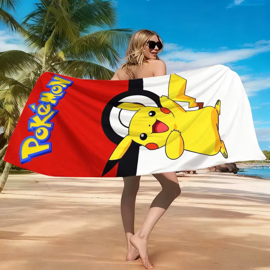 Strandtuch mit Pokemon-Aufdruck von Potdemiel, schnell trocknend und saugfähig, Mehrfarbig - Bild 4