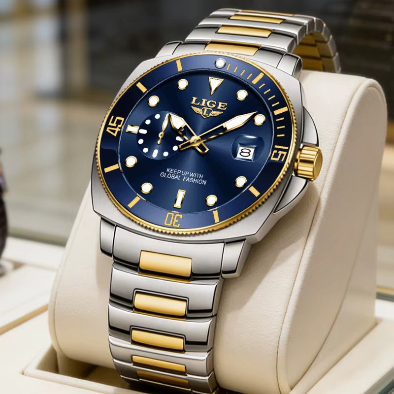 LIGE Armbanduhr Quarz, Edelstahl, Blau, Herren - Bild 2