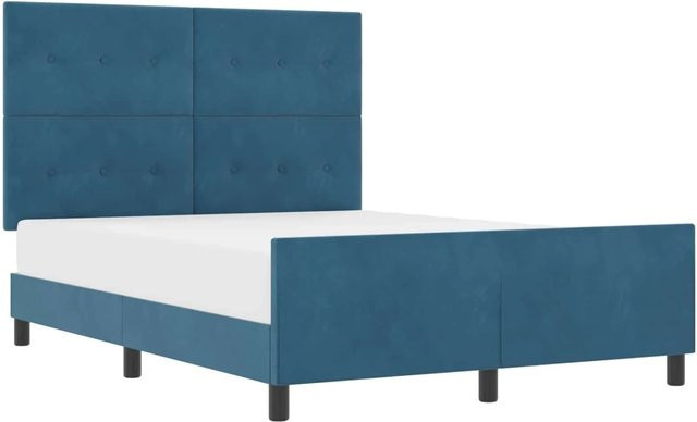 vidaXL Boxspringbett mit Kopfteil in Dunkelblau aus Samt, B/T/H: 160 x 200 x 128 cm - Bild 1
