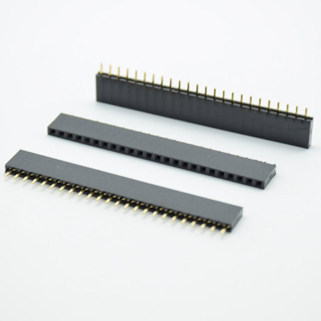 10 Stück 24-Pin Einreihige Gerade Weibliche Pin Header Buchsen für PCB und Arduino, 2,54 mm Pitch, Schwarz - Bild 1