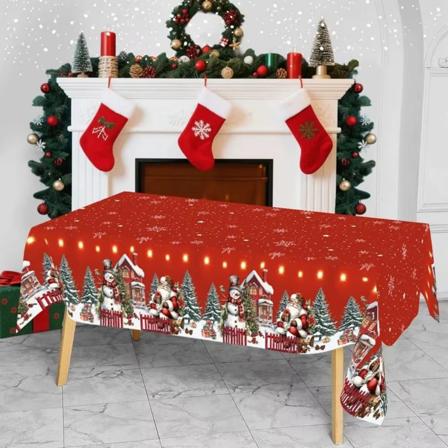 VIKAMA Weihnachtstischdecke mit Weihnachtsmann Design in Rot für Weihnachten und Silvester - Bild 3