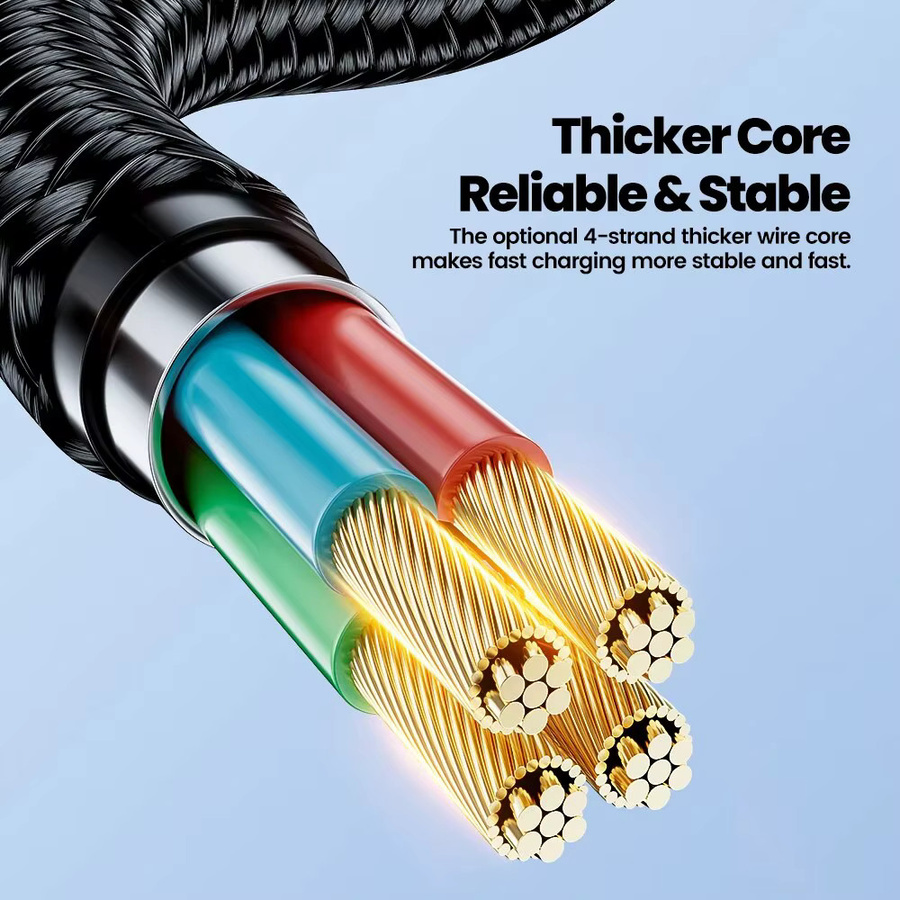 Toocki USB-A auf USB-C Ladekabel mit 90-Grad-Winkel in Blau für schnelles Aufladen von iPhone 15, Samsung S22, Huawei, Xiaomi und Honor - Bild 4