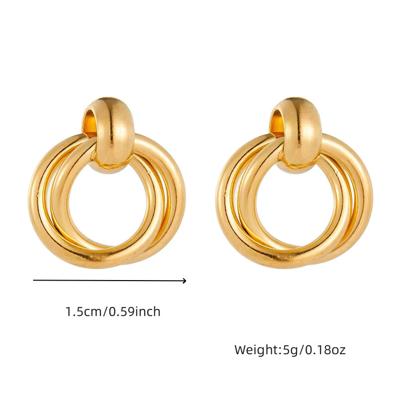 DIEYURO Ohrringe, Doppel Kreis, 316L Edelstahl, Goldene, Damen - Bild 2