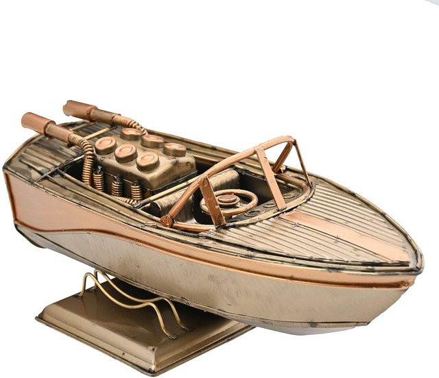 Harvey Makin Schnellboot Ornament in Gold aus Metall, B/T/H: 24,0 x 12,0 x 10,0 cm - Bild 1