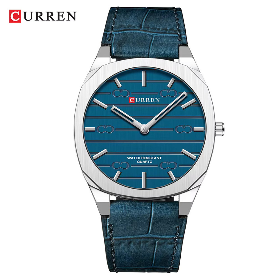CURREN Armbanduhr Quarz, Leder, Blau, Silber, Herren - Bild 2