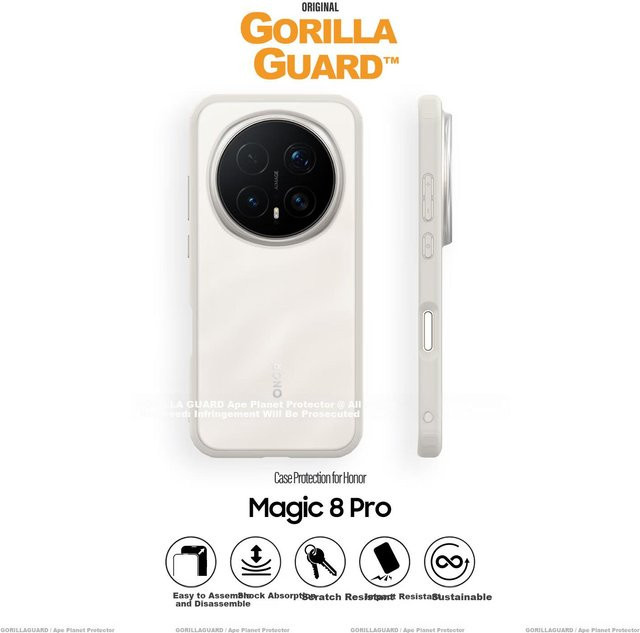 GorillaGuard Schutzhülle für Honor Magic8 Pro in Grau mit weichen Kanten und Stoßfestem Silikon-Design - Bild 1