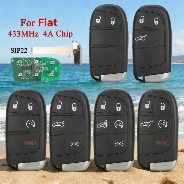 Jingyuqin Ersatz Fernbedienung Auto Schlüssel für Fiat 500 500L 500X mit 433 MHz 4A Chip und SIP22 Klinge in Schwarz - Bild 1