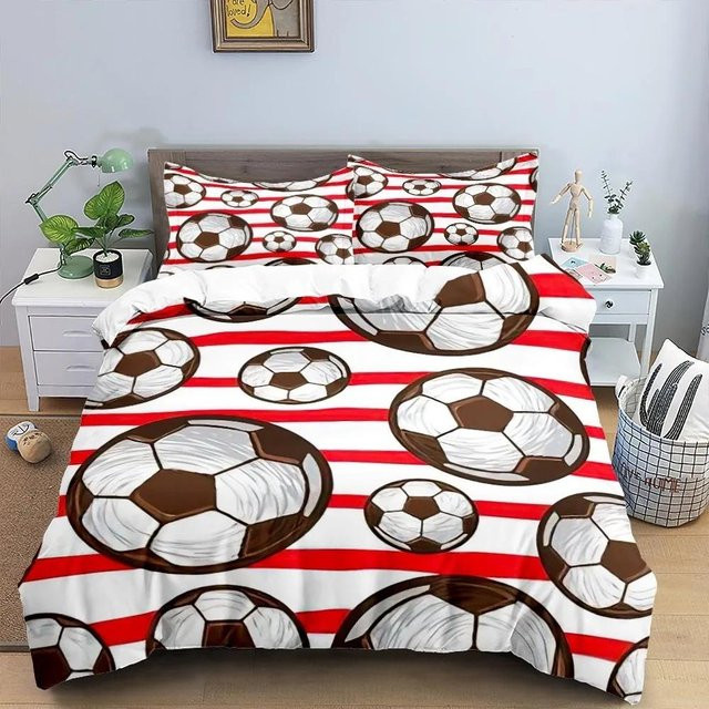JMG Household Supplies Fußball 3D Bettwäscheset aus Mikrofaser in Weiß, B/H: 180 x 210 cm - Bild 1