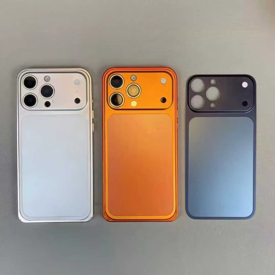 Schutzhülle mit Legierung-Rahmen für iPhone 13 bis 17 Pro/Pro Max, Anti-Drop Abdeckung in Orange - Bild 2