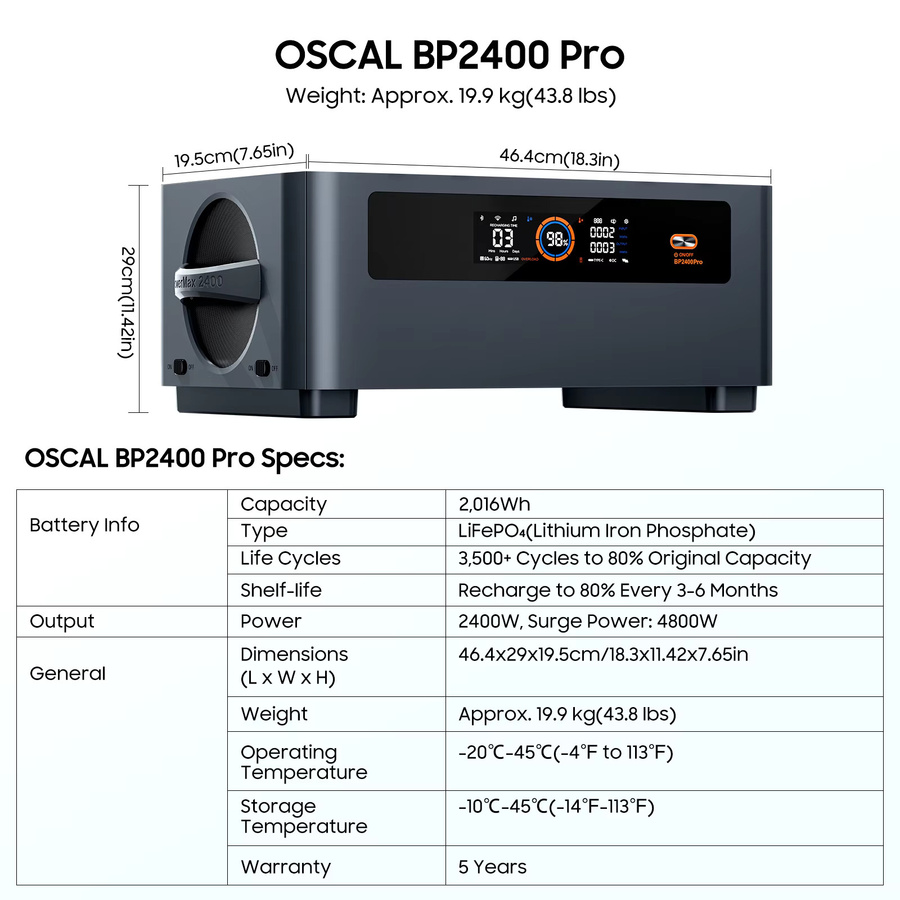 OSCAL BP2400PRO Batterie-Erweiterungspack zur Erhöhung der Energiespeicherkapazität für PowerMax2400 Pro - Bild 4