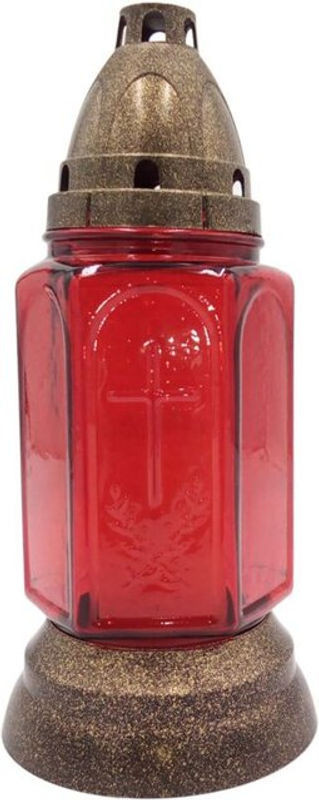 Buri Glas-Grablicht sechseckig aus Wachs in Transparent, Gelb oder Rot, Höhe: 24 cm - Bild 1