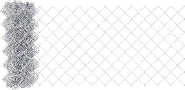 vidaXL Kettenzaun aus verzinktem Stahl in Silber, B: 10 m, H: 0,6 m - Bild 1
