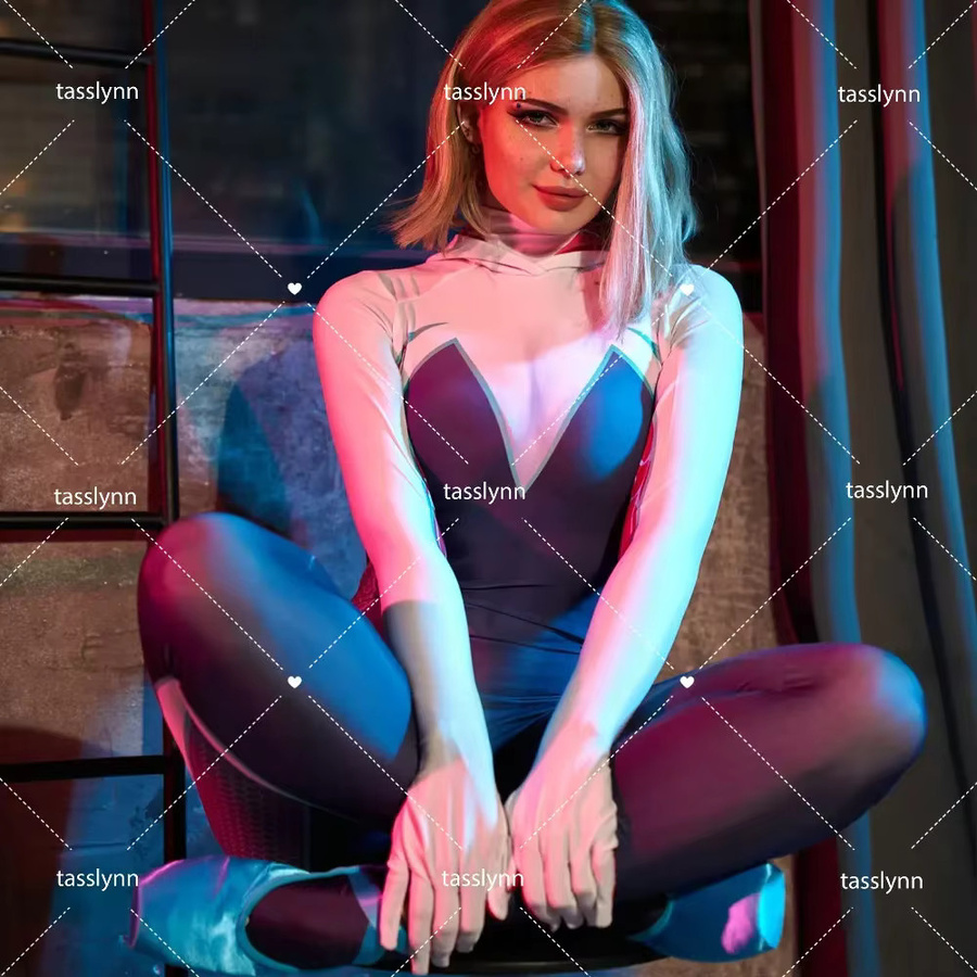 Spider Gwen Cosplay Kostüme, Zentai Anzug, Marvel, Unisex - Bild 2