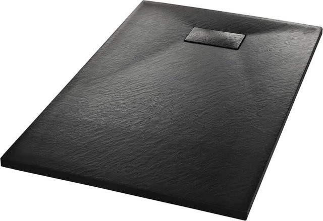 vidaXL Duschwanne aus Mineralguss in Schwarz, rechteckig, B/T: 100 x 80 cm - Bild 1