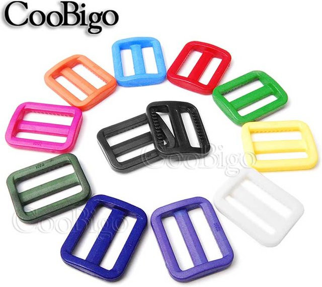 10 Stück CooBigo Kunststoff Tri-Glides Slider Schnallen für Rucksack und taktische Taschen, 25 mm, Multicolor - Bild 1