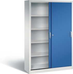 C+P Schiebetürenschrank Acurado mit Front in Enzianblau und Korpus in Lichtgrau, H x B x T: 195 x 120 x 40 cm - Bild 1
