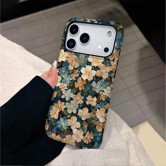 Quiet Flower Shadow Handyhülle für Apple iPhone 16 in Multicolour, stoßfeste Hartschale im Retro-Stil - Bild 1