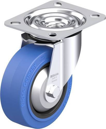 Blickle Stahlblech-Lenkrolle LE-POEV 100KAD-SB-FA in Schwarz und Blau mit 100 mm Rad-Durchmesser und 150 kg Tragfähigkeit - Bild 1