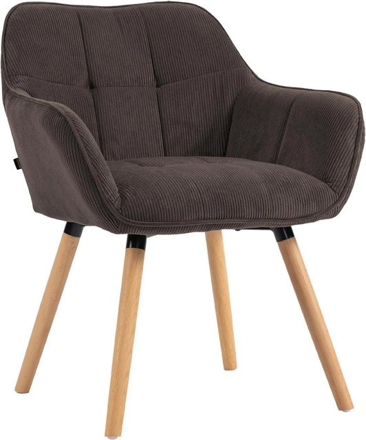 DELUKE Esszimmerstuhl DUNOR in Braun mit Cord-Bezug und Holzgestell, B/T/H: 65 x 64 x 82 cm - Bild 1