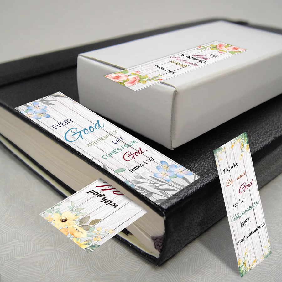 12-teiliges Lesezeichen-Set aus Papier mit floralen Aquarelldesigns und inspirierenden Zitaten in Multicolour - Bild 3