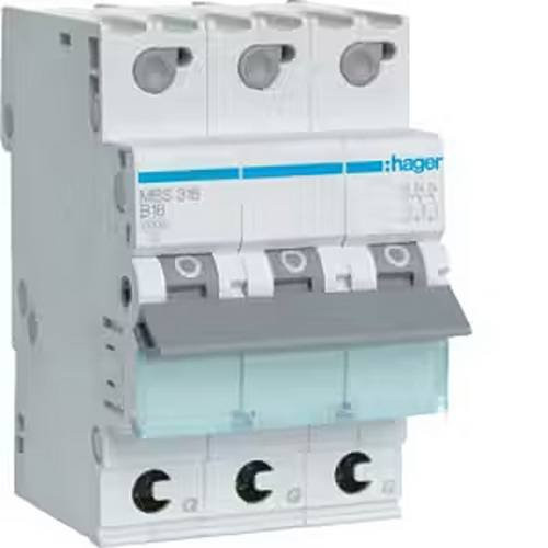 Hager Leitungsschutzschalter MBS316 3-polig 16A B-Charakteristik 3 Module - Bild 1