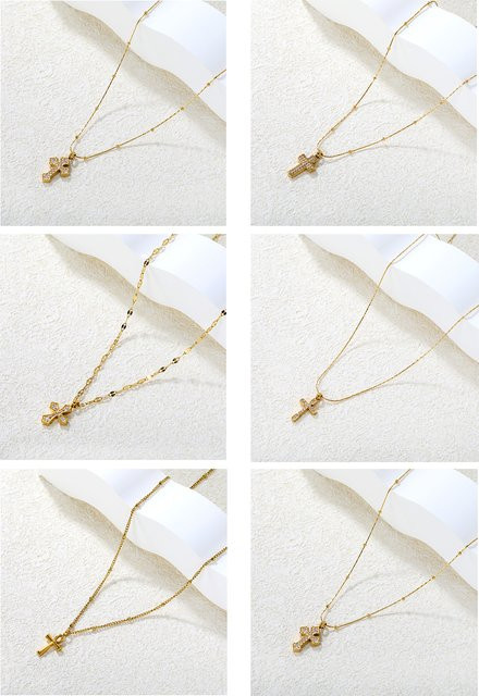 LUXUSTEEL Kreuz-Halskette, Edelstahl, Gold, Unisex - Bild 1