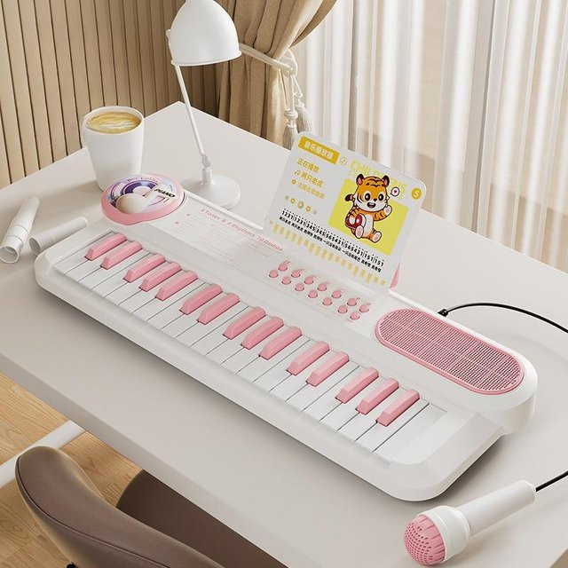 Linyi toy car Elektronisches Keyboard mit Mikrofon, 37 Tasten, ab 3 Jahre - Bild 1