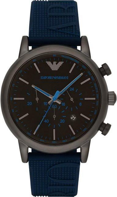 Emporio Armani Chronograph, Quarz, Silikon, Schwarz, Herren - Bild 1