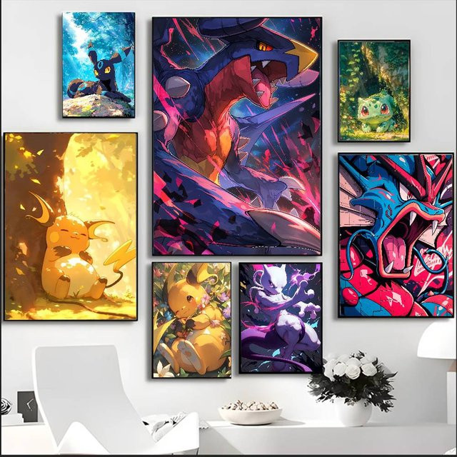 Bandai Pokemon Anime Wandkunst Poster als wasserfester Leinwanddruck in Multicolour - Bild 1
