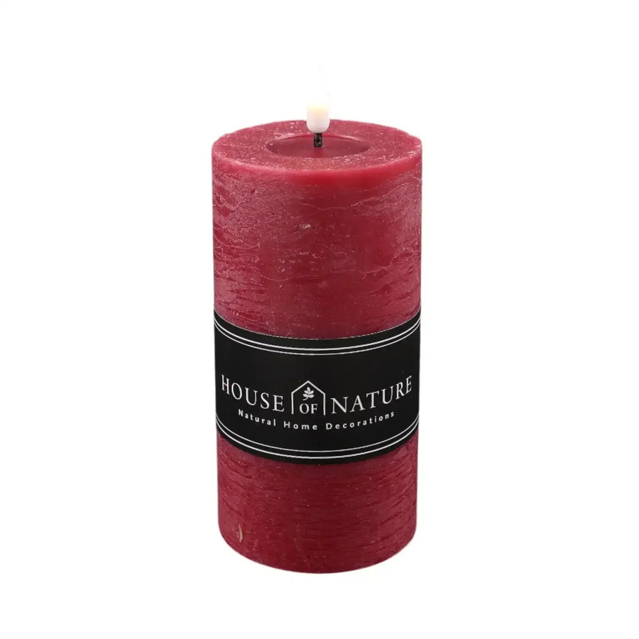 House of Nature LED-Kerze mit Flackereffekt in Rot, B/T/H: 8 x 8 x 15 cm - Bild 1