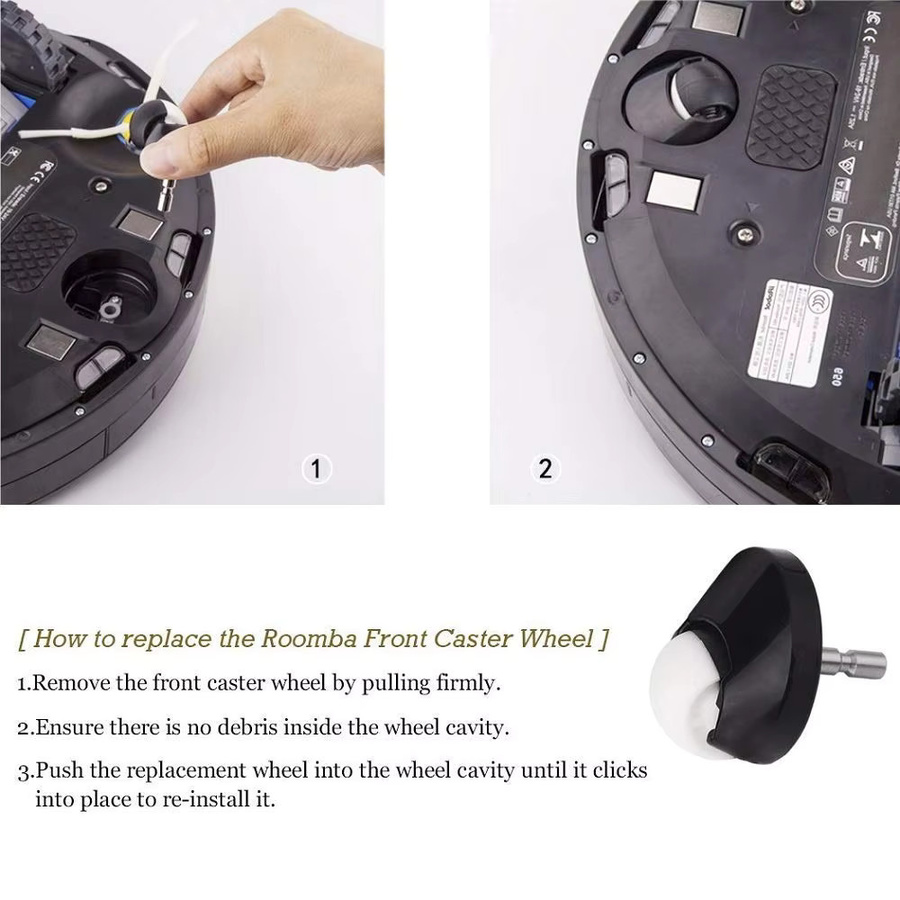 Universalräder für iRobot Kehrroboter Serie 550 630 780 870 980 in Schwarz - Bild 3