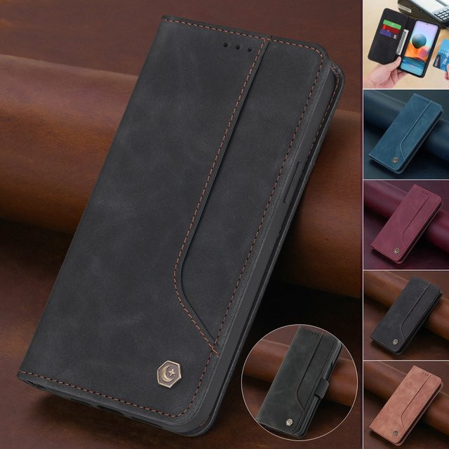 Magnetische Leder-Flip-Wallet-Handyhülle für Samsung Galaxy S26 S25 S24 S23 S22 S21 S20 Plus Note 20 5G in Schwarz - Bild 1
