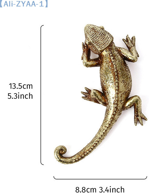 JETTING Gecko Wanddekoration Goldene Eidechse aus Kunstharz als Wandskulptur für Zuhause und Garten - Bild 1