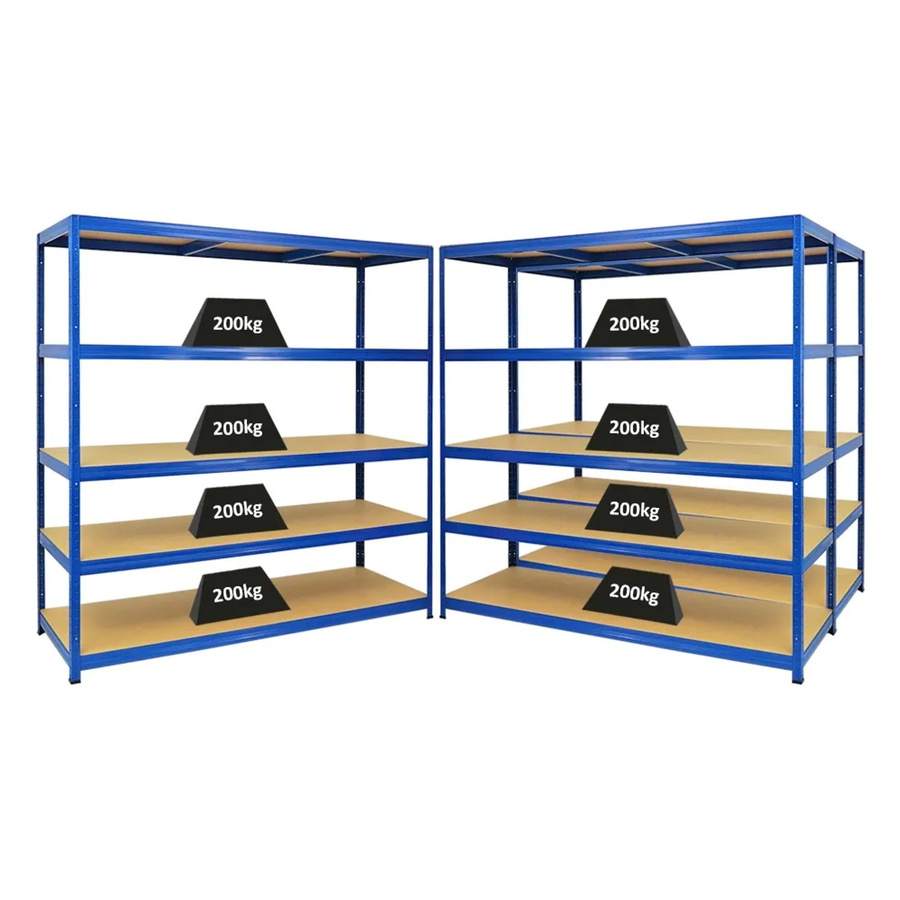 3x PROREGAL Schwerlastregal Giant Elephant Set, Blau, H x B x T: 180 x 180 x 60 cm, mit verstellbaren MDF-Holzfachböden - Bild 2