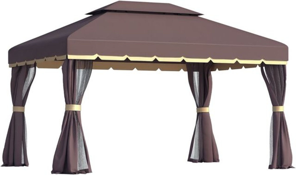 Outsunny Gartenpavillon mit 4 Seitenteilen und Moskitonetz aus Aluminium und Polyester, B/T/H: 390 x 290 x 280 cm - Bild 3