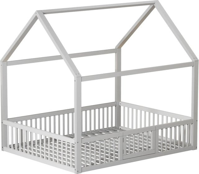 okwish Hausbett für Kinder mit Türchen in Weiß, B/T/H: 204,5 x 140 x 120 cm - Bild 1