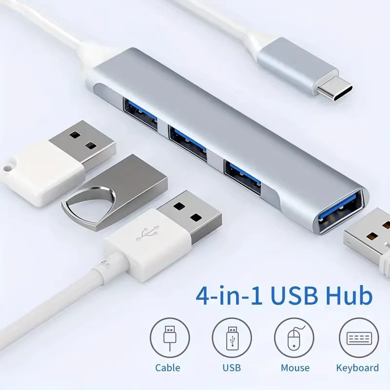 Multifunktions-USB-Dockingstation 467 Hochgeschwindigkeits-Kabelverteiler mit USB-C Ein-zu-Vier-Anschluss in Silber - Bild 2