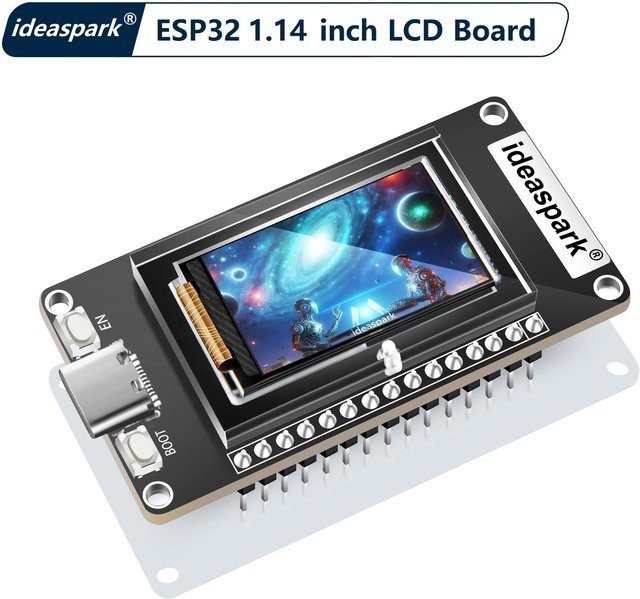 ideaspark ESP32-Entwicklungsplatine mit 1,14 Zoll ST7789 TFT-LCD-Display, WLAN und Bluetooth, CH340, USB-C Anschluss für Arduino und MicroPython - Bild 1
