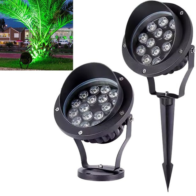 Getefu LED Gartenstrahler mit Spike für Außenbereich, RGB Multicolor und Weiß, Outdoor Flutlicht für Landschaftsbeleuchtung und Bäume, Schwarz - Bild 1