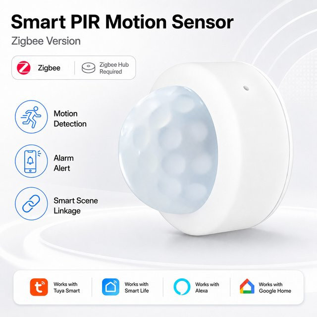 Tuya Zigbee Mini PIR-Bewegungssensor Infrarot-Bewegungsmelder in Weiß für Alexa, Google Home, ZHA und Zigbee 2MQTT - Bild 1