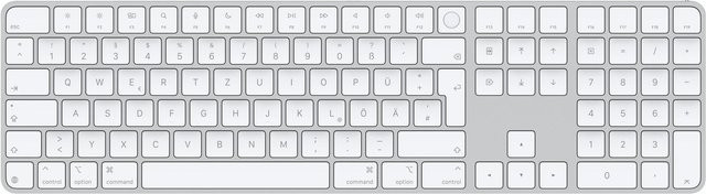 Apple Magic Keyboard mit Touch ID und Ziffernblock, Bluetooth, USB-C, QWERTZ (DE), Weiß - Bild 1